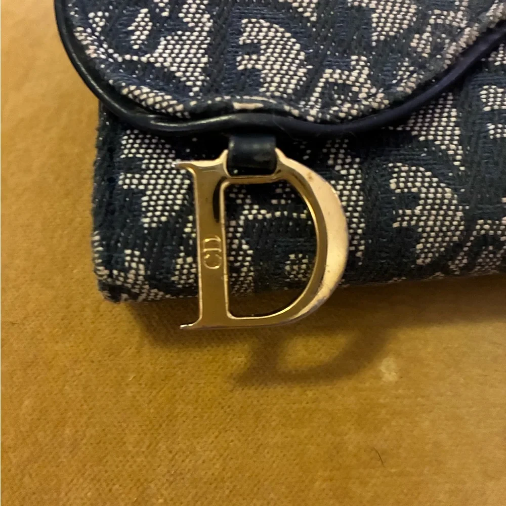 Dior Navy and White Patterned Women's wallet.